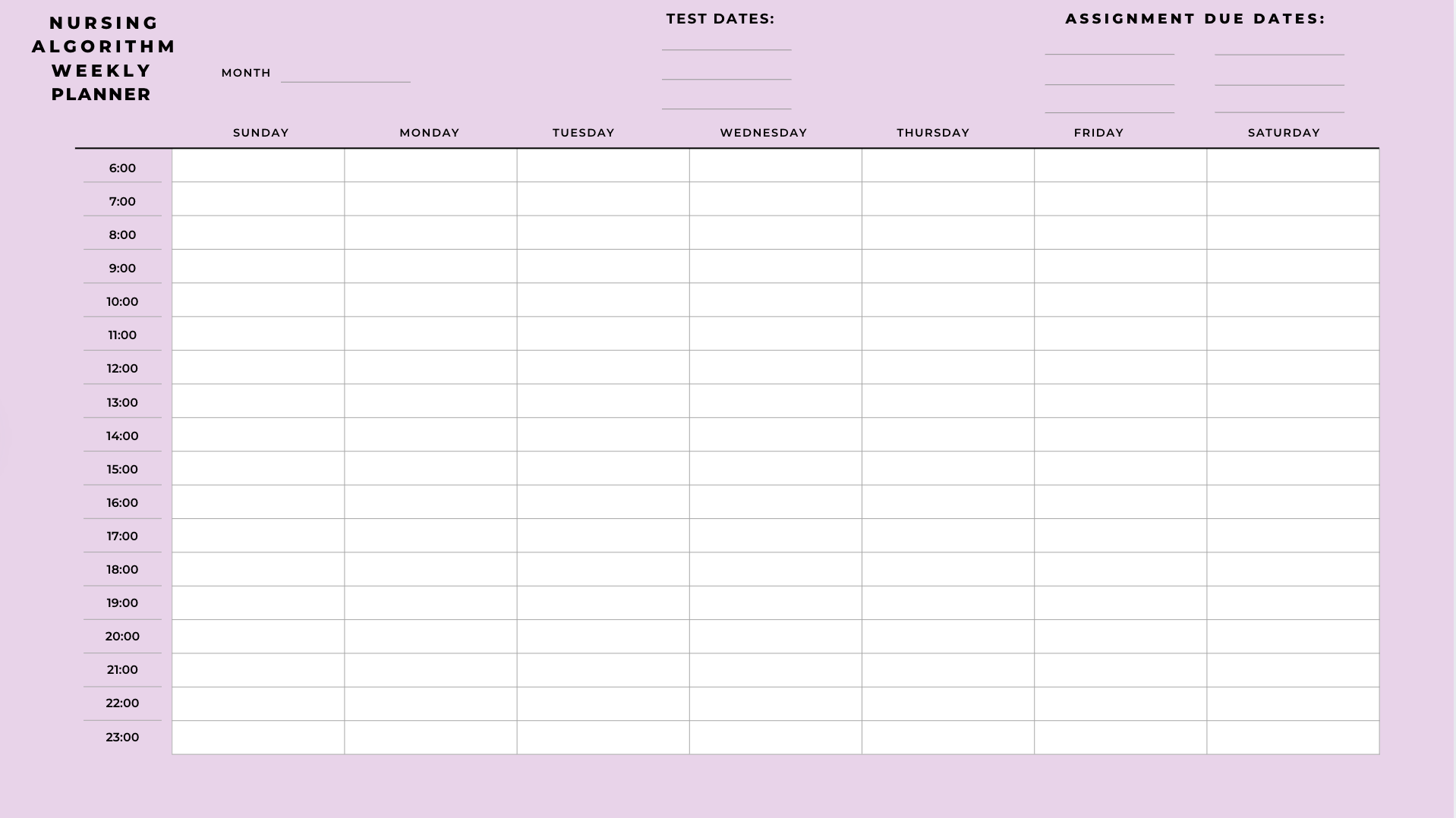 FREE Nursing Algorithm Study Calendar