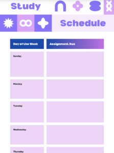 purple and pink nursing school due date tracker